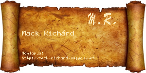 Mack Richárd névjegykártya